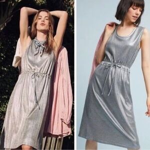 Anthropology Dolan Left Coast Knit Metallic Silver Dress